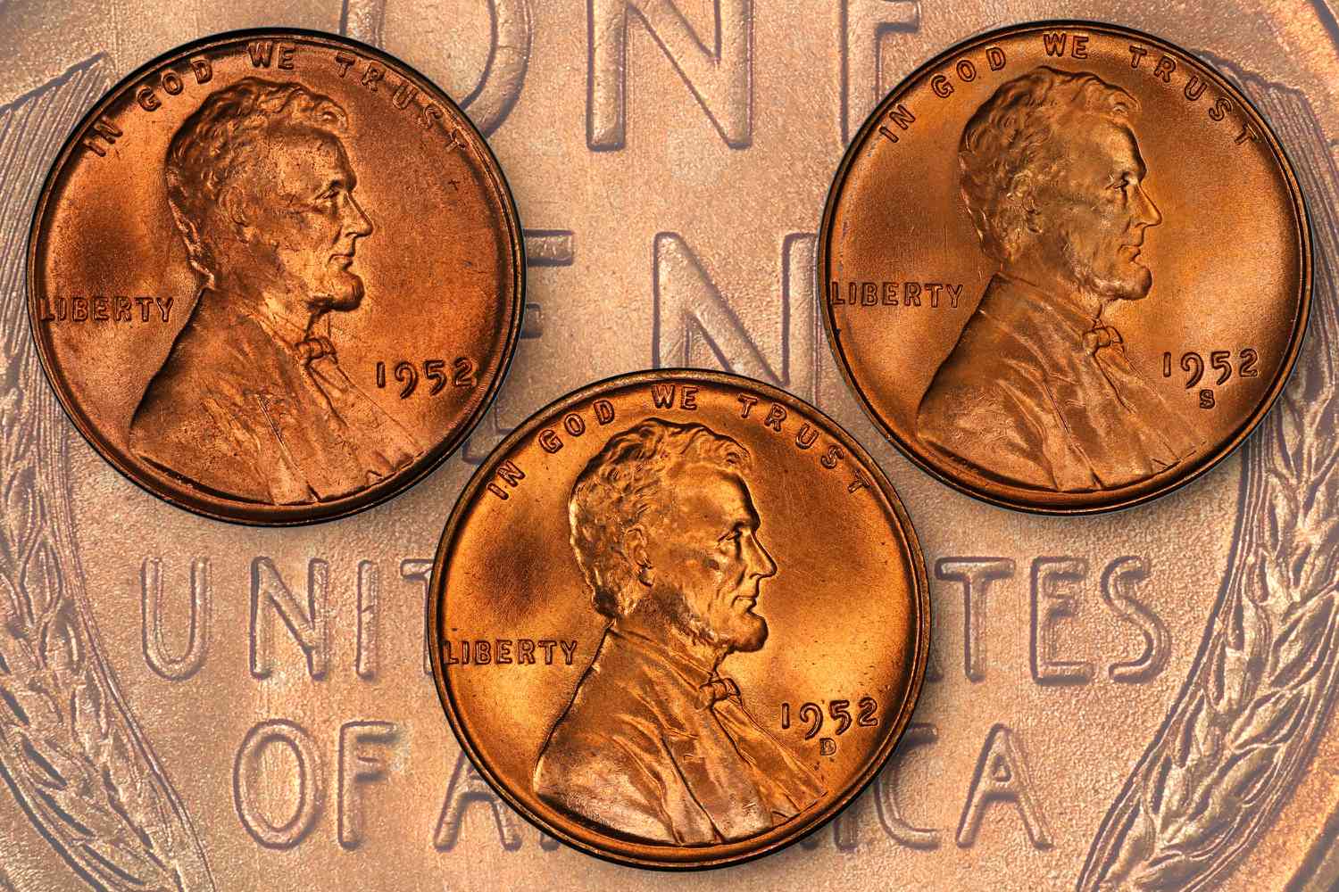 1952 Lincoln Wheat Penny obverse and reverse showing Lincoln portrait, the date 1952, and wheat stalk design