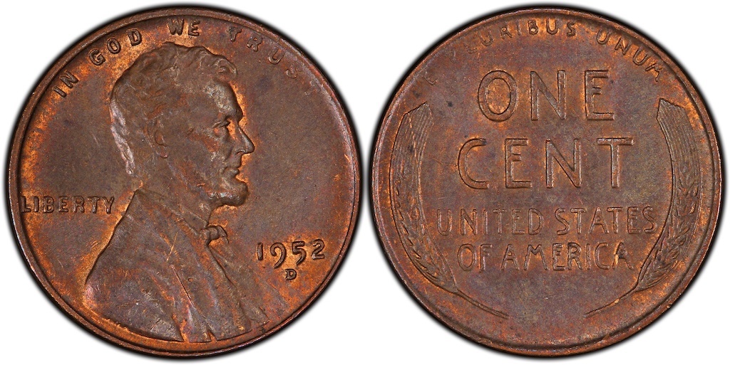 Side-by-side comparison of regular 1952-D mintmark versus the 1952-D/S Over Mintmark FS-511 showing S traces beneath the D